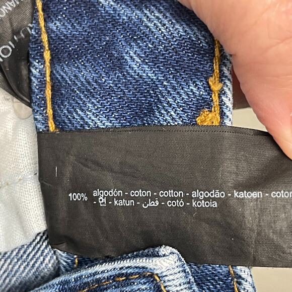 Zara High Waist Culottes Jeans Blue Size 4 Raw Hem Medium Wash Cotton Casual - Picture 8 of 13